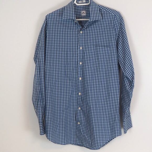 Peter Millar Crown Cotton Blue Plaid Long Sleeve Button Down Shirt Mens Medium - Picture 1 of 9